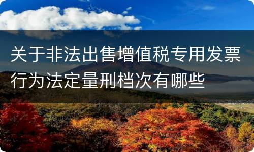 关于非法出售增值税专用发票行为法定量刑档次有哪些