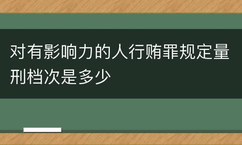 对有影响力的人行贿罪规定量刑档次是多少