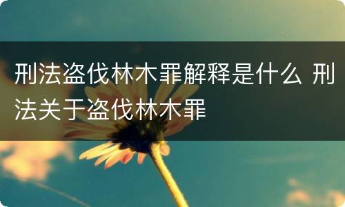 刑法盗伐林木罪解释是什么 刑法关于盗伐林木罪