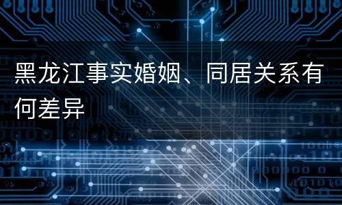 黑龙江事实婚姻、同居关系有何差异