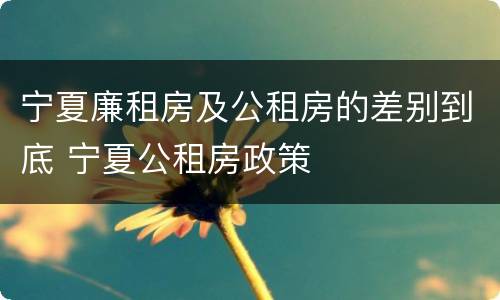 宁夏廉租房及公租房的差别到底 宁夏公租房政策