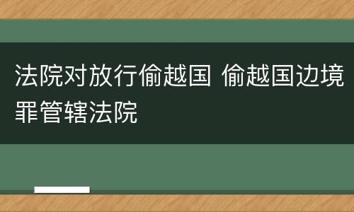 法院对放行偷越国 偷越国边境罪管辖法院