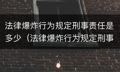 法律爆炸行为规定刑事责任是多少（法律爆炸行为规定刑事责任是多少年）