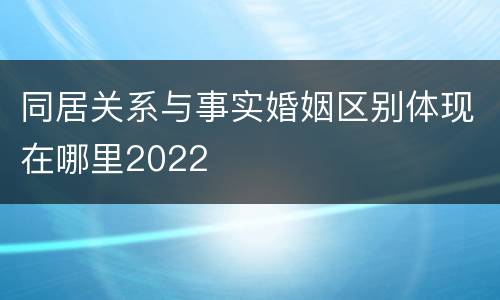 同居关系与事实婚姻区别体现在哪里2022