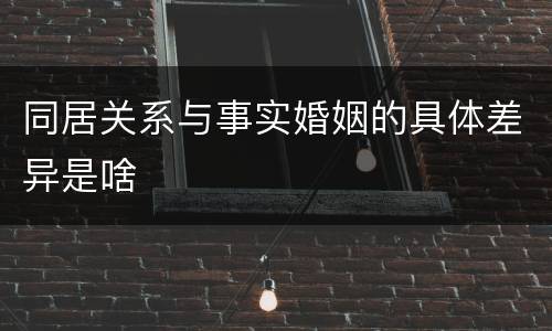同居关系与事实婚姻的具体差异是啥