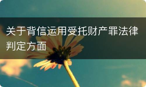 关于背信运用受托财产罪法律判定方面