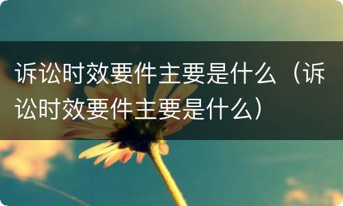 诉讼时效要件主要是什么（诉讼时效要件主要是什么）