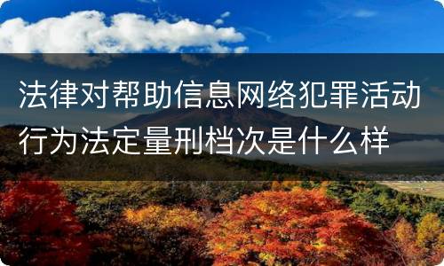 法律对帮助信息网络犯罪活动行为法定量刑档次是什么样