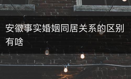 安徽事实婚姻同居关系的区别有啥