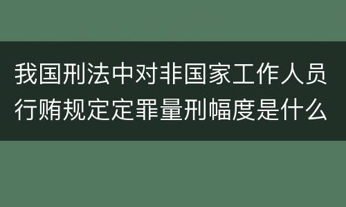 我国刑法中对非国家工作人员行贿规定定罪量刑幅度是什么