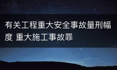 有关工程重大安全事故量刑幅度 重大施工事故罪