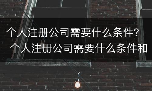 个人注册公司需要什么条件？ 个人注册公司需要什么条件和手续