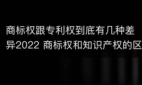 商标权跟专利权到底有几种差异2022 商标权和知识产权的区别