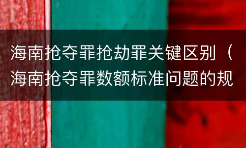 海南抢夺罪抢劫罪关键区别（海南抢夺罪数额标准问题的规定）