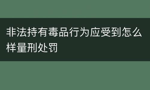 非法持有毒品行为应受到怎么样量刑处罚