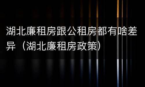湖北廉租房跟公租房都有啥差异（湖北廉租房政策）
