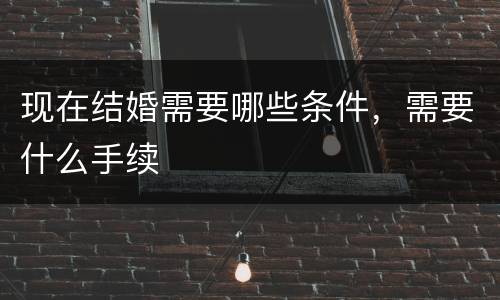 现在结婚需要哪些条件，需要什么手续