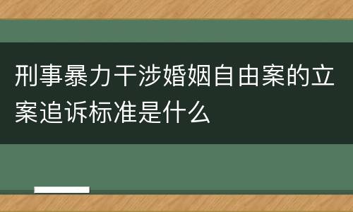 刑事暴力干涉婚姻自由案的立案追诉标准是什么