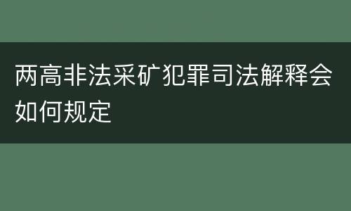 两高非法采矿犯罪司法解释会如何规定