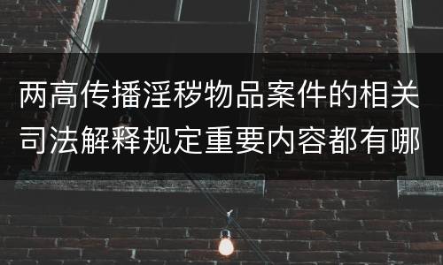 两高传播淫秽物品案件的相关司法解释规定重要内容都有哪些