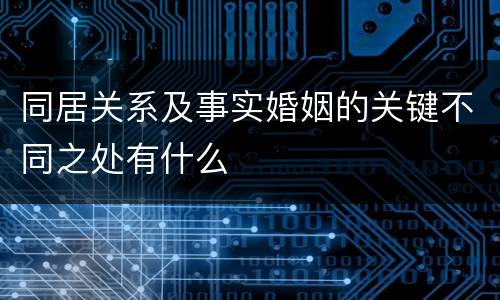 同居关系及事实婚姻的关键不同之处有什么
