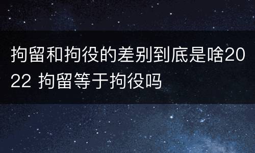 拘留和拘役的差别到底是啥2022 拘留等于拘役吗