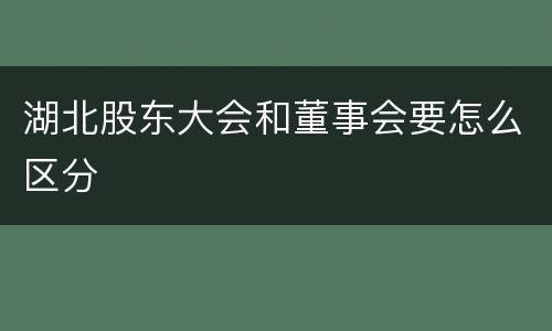 湖北股东大会和董事会要怎么区分