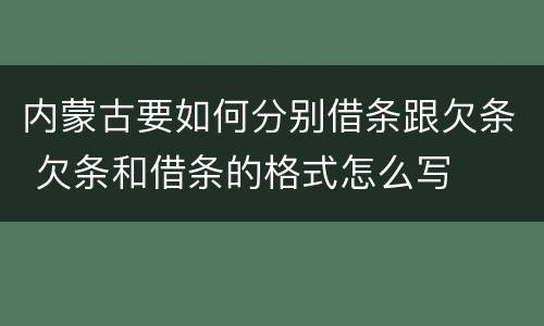 内蒙古要如何分别借条跟欠条 欠条和借条的格式怎么写