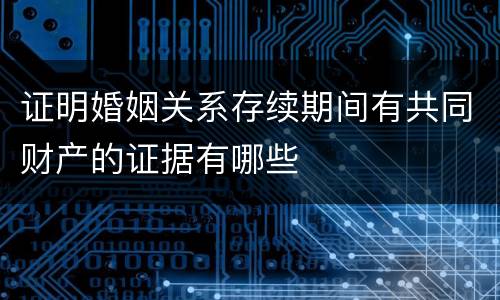 证明婚姻关系存续期间有共同财产的证据有哪些 证明婚姻关系存续期间有共同财产的证据有哪些