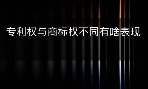 专利权与商标权不同有啥表现