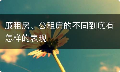 廉租房、公租房的不同到底有怎样的表现