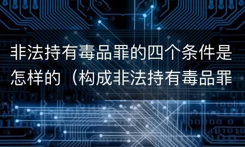 非法持有毒品罪的四个条件是怎样的（构成非法持有毒品罪的条件有）