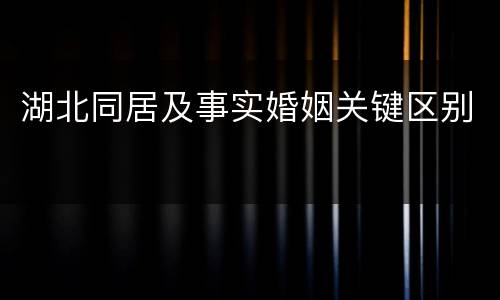 湖北同居及事实婚姻关键区别