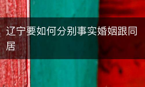 辽宁要如何分别事实婚姻跟同居