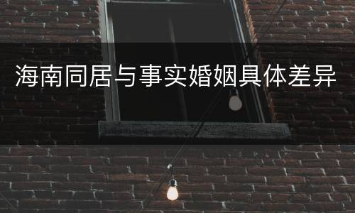 海南同居与事实婚姻具体差异