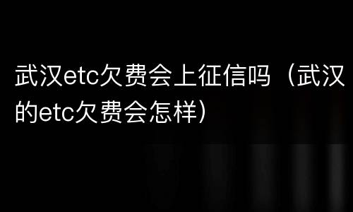 武汉etc欠费会上征信吗（武汉的etc欠费会怎样）