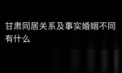 甘肃同居关系及事实婚姻不同有什么