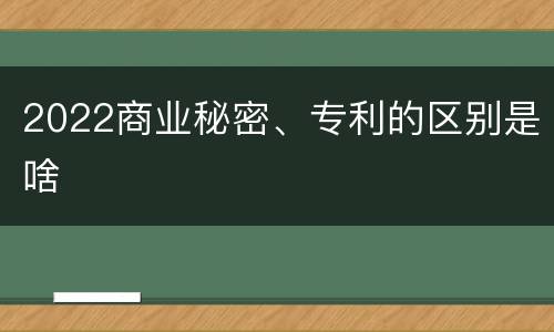 2022商业秘密、专利的区别是啥