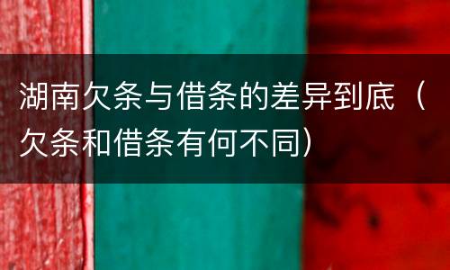 湖南欠条与借条的差异到底（欠条和借条有何不同）
