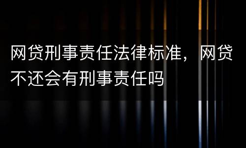 网贷刑事责任法律标准，网贷不还会有刑事责任吗