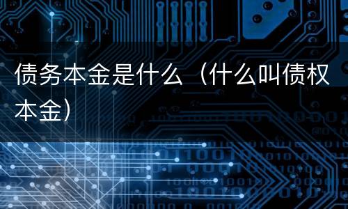 债务本金是什么（什么叫债权本金）