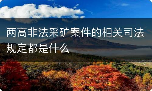 两高非法采矿案件的相关司法规定都是什么