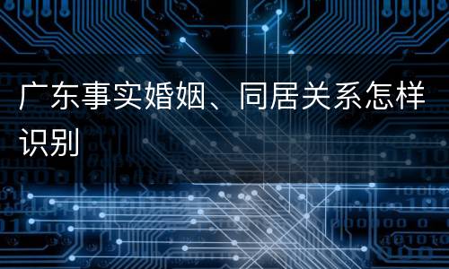 广东事实婚姻、同居关系怎样识别