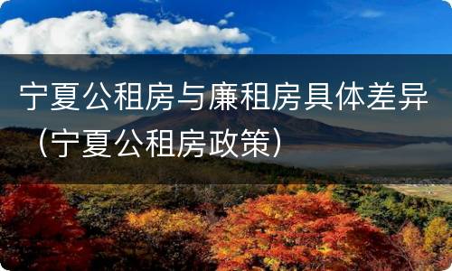 宁夏公租房与廉租房具体差异（宁夏公租房政策）