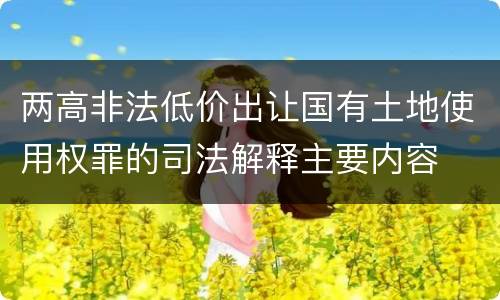 两高非法低价出让国有土地使用权罪的司法解释主要内容