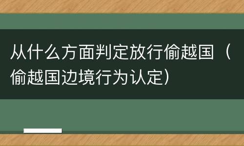 从什么方面判定放行偷越国（偷越国边境行为认定）