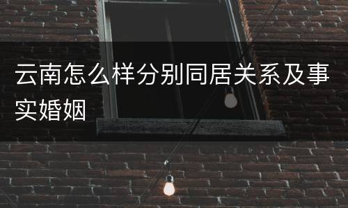 云南怎么样分别同居关系及事实婚姻