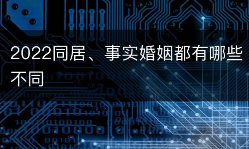 2022同居、事实婚姻都有哪些不同