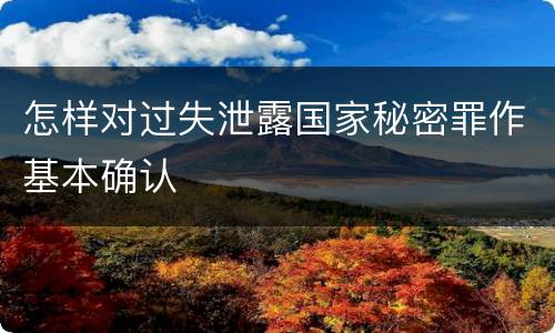 怎样对过失泄露国家秘密罪作基本确认