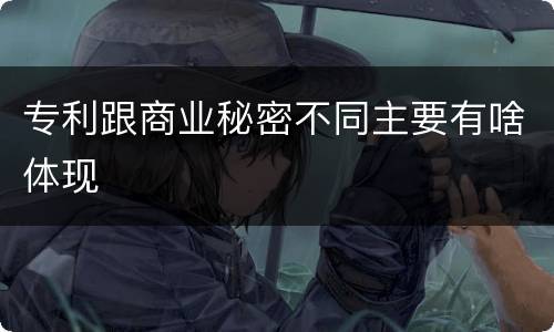 专利跟商业秘密不同主要有啥体现